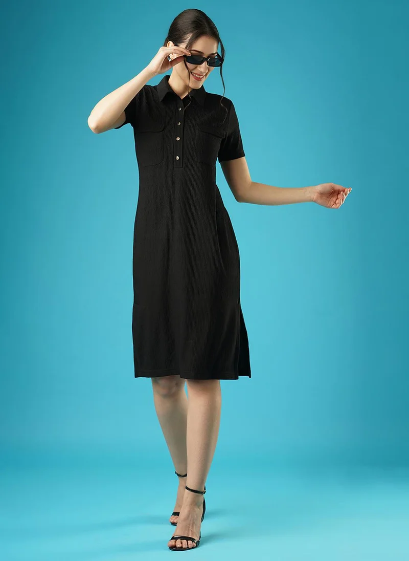 جلو باص فستان قميص نسائي من الكريب